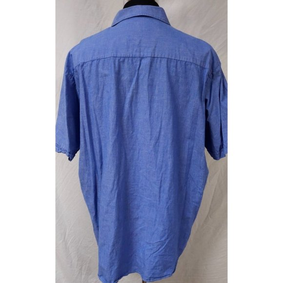 Ely Big Man 3X Big 19.5 Blue Short Sleeve Button Up Western Chambray Shirt - Picture 7 of 11